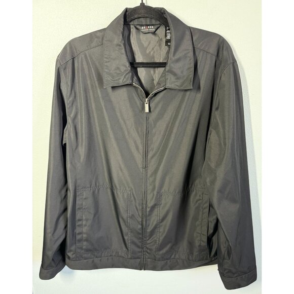 Axcess by Claiborne Black Soft Shell Zip Up Jacket Large Pockets Lightweight - Picture 1 of 14